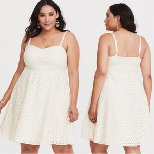 Torrid Ivory Eyelet Mini Dress Size 1